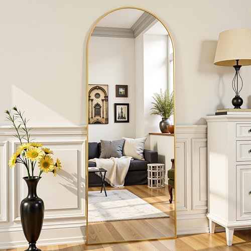 58"x18" Arched Full Length Mirror, Full Body Mirror, Gold by Furnbar