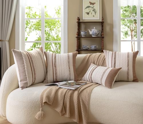 Cethom Boho Throw Pillow Covers 12x20 Inch Set of 2, Brown Textured Decorative Couch Pillow Cases for Farmhouse Home Decor, Accent Cushion Cover for Sofa, Bed, Living Room, Bedroom - Image 6