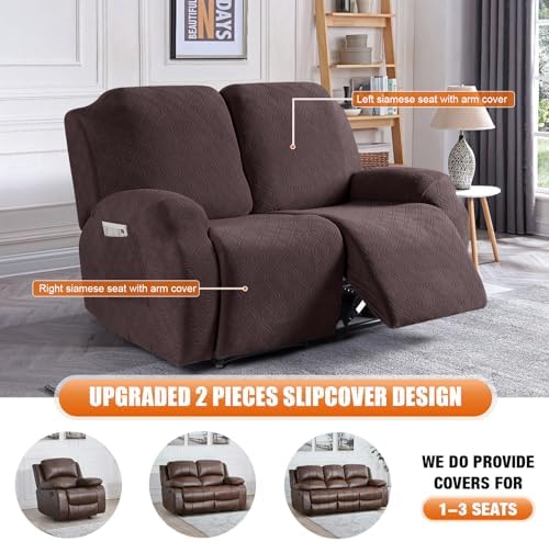 VANSOFY Oversized Stretch Recliner Loveseat Cover, Dark Coffee, 2 Seater - Image 3