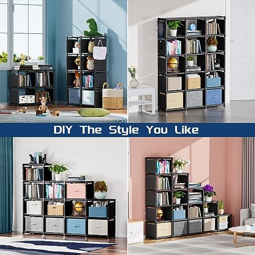 Mavivegue Bookshelf,15 Cube Storage Organizer,Book Shelf Organizer - Image 3