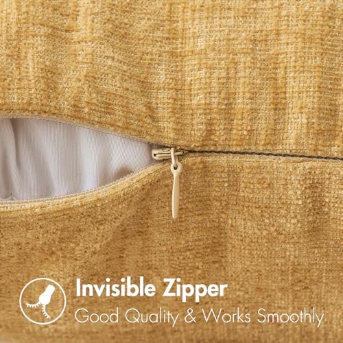 MIULEE Soft Chenille Throw Pillow Covers Gold 16x16 Inch Pack of 2 - Image 3