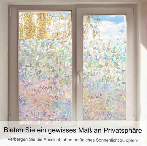 Volcanics Window Privacy Film, Stained Glass Rainbow Cling, 35.4" x 78.7" - Image 3