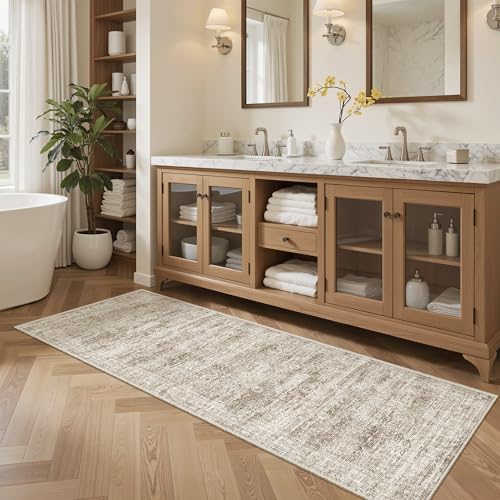 Soalmost Runner Rug 2x5 Washable Non-Slip Kitchen Entry Runners Brown - Image 4
