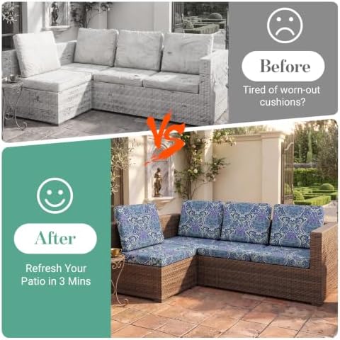 8Pcs Patio Cushion Covers Stretch Outdoor Furniture Protector Slipcovers - Image 5