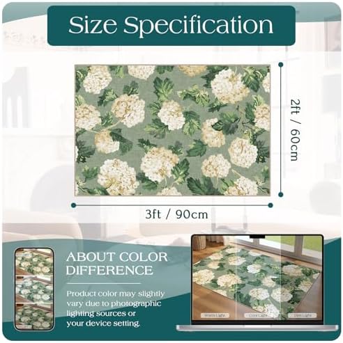 Front Door Mat Outside Entrance - 2x3 Sage Green Floral Entry Rug - Image 2
