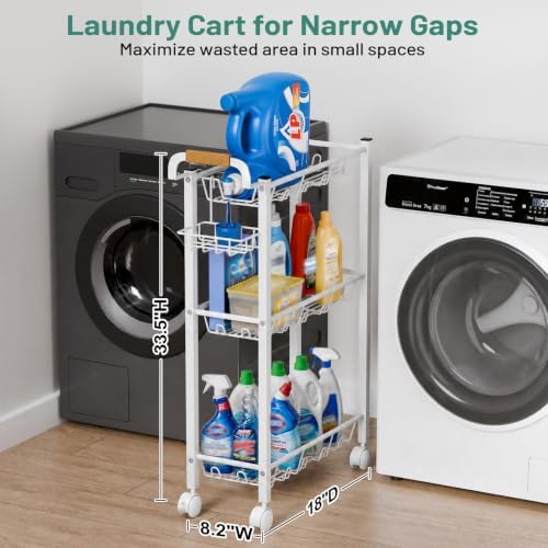 KIMBORA Laundry Room Storage Cart with Detergent Holder with Wheels - Image 2