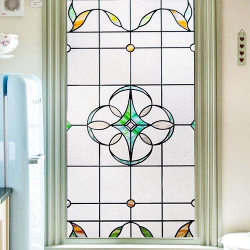 OHTMERU 3D Stained Glass Window Privacy Film Decorative Non-Adhesive by OHTMERU