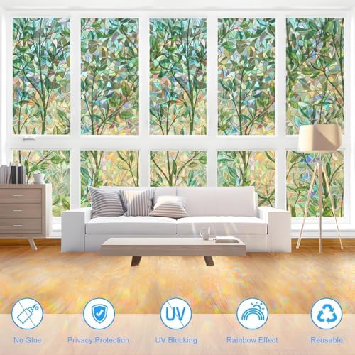 Window Privacy Film Stained Glass Rainbow Leaf 23.6 x 78.7 inches - Image 5
