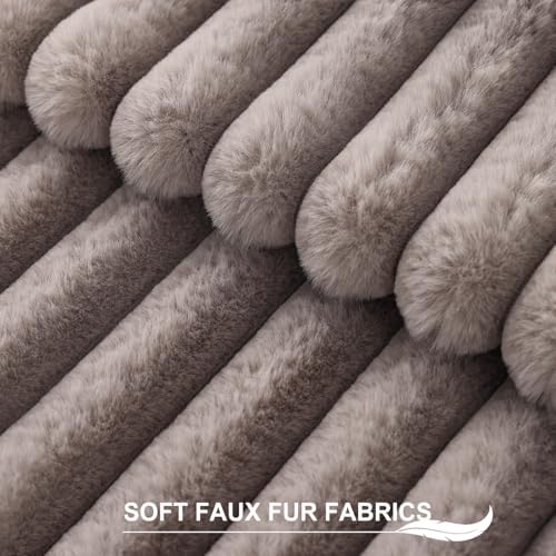 Pallene Faux Fur Decorative Throw Pillow Covers 24x24 Set of 2, Light Coffee - Image 2