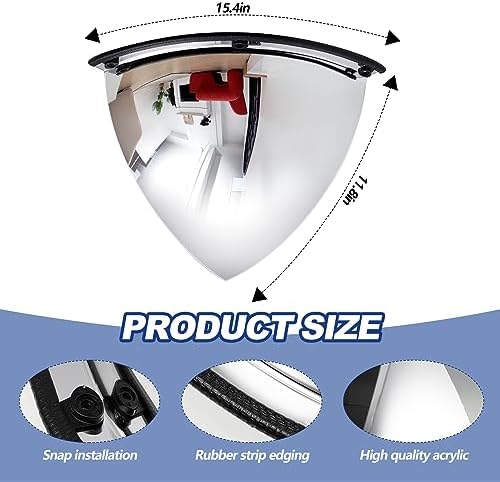Suzile 2 Pcs 18 Inch Acrylic Quarter Dome Mirror Convex Corner Mirror - Image 2