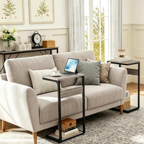 Wooden Pedestal Dinner TV Tray Table for Eating Couch End Tables ET-YB-GYW1 - Image 2