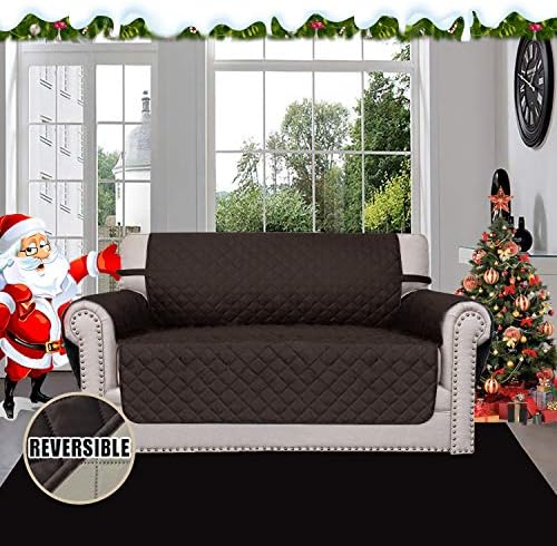 Easy-Going Reversible Couch Cover, 2 Cushion Sofa, Chocolate/Beige - Image 2