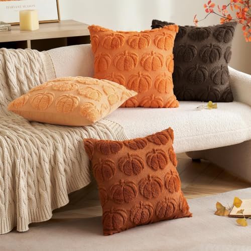MIULEE Fall Pillow Covers Pumpkin Fall Decor 20x20 Reddish Brown - Image 3