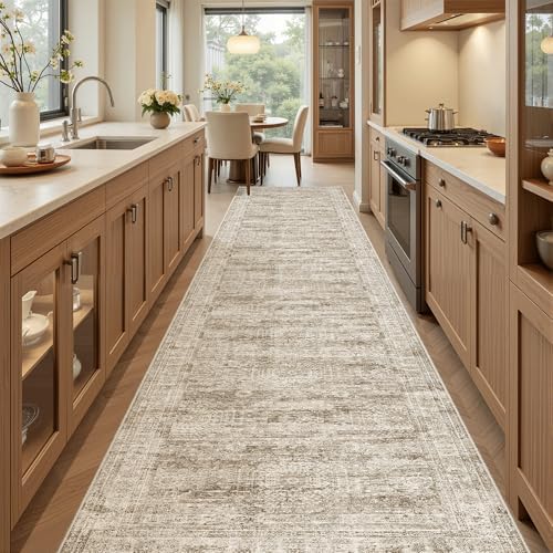 Soalmost Hallway Runner Rug 2'6" x 12' Washable Long Kitchen Rugs Brown - Image 2