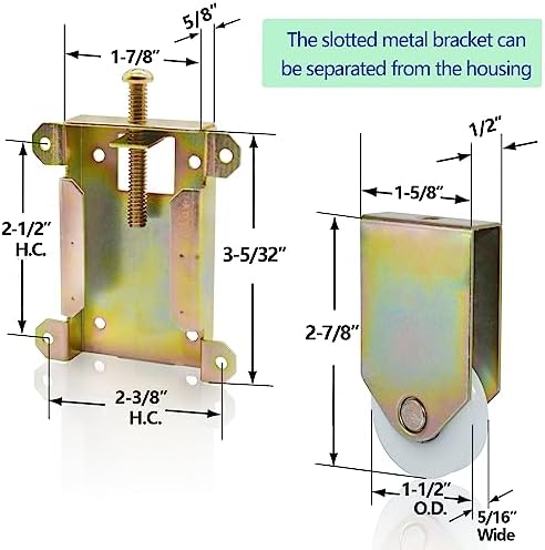Sliding Mirror Closet Door Rollers Replacement Hardware Fits Contractors Part #W8020C or Hard 1775 Wardrobe Doors Wheels, 1-1/2" Durable POM Concaved Ball Bearing Wheel, 4 Pack - Image 2