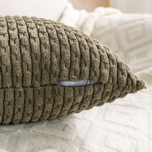 Set of 4 Yellow Olive Aqua Decorative Throw Pillow Covers 26x26 Inch Corduroy Pillow Covers for Bed Couch Sofa Living Room Soft Square Cushion Cases - Image 4