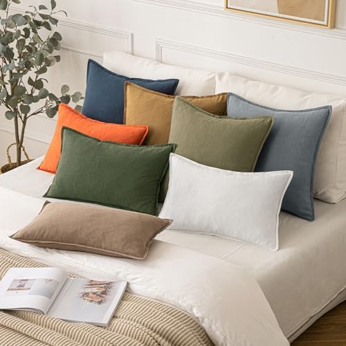 MIULEE Decorative Linen Pillow Covers 18x18 Inch Deep Blue - Image 5