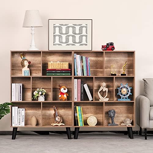 LEYAOYAO Cube Bookshelf, Mid-Century Modern Book Shelf with Legs, Oak - Image 4