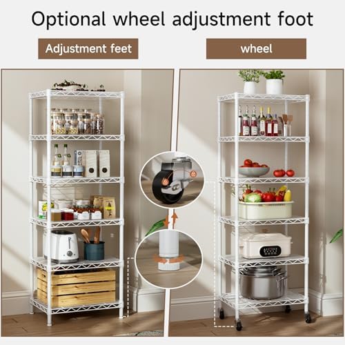 Golpart Small Shelves Storage Wire Metal Adjustable Shelf Unit with Wheels - Image 5