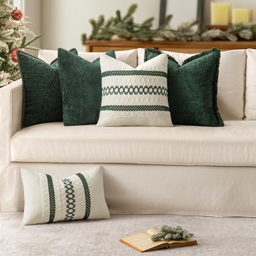 MIULEE Decorative Couch Throw Pillow Covers 18x18 Inch Dark Green 2 Pack - Image 6