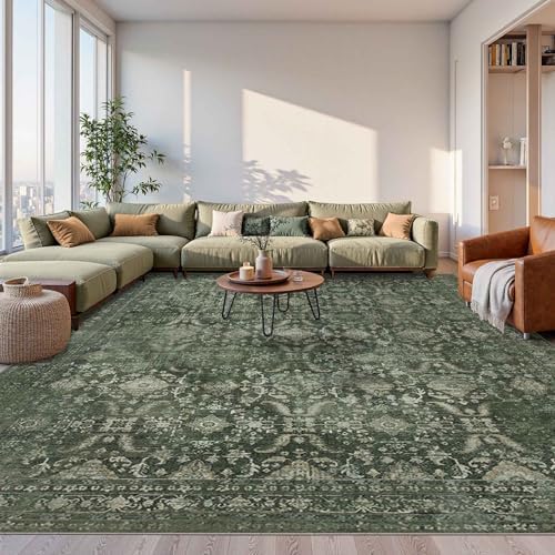 Rugxara Green 10x14 Area Rugs for Living Room Bedroom Large Washable Rug by Rugxara