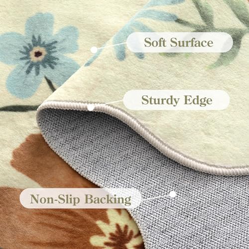 Lahome Floral Washable Round Rugs, Non-Slip Soft Round Rug 4ft Ultra-Thin - Image 7