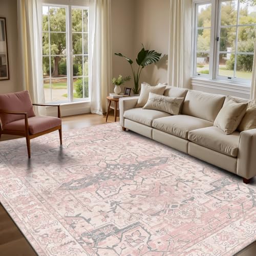 Rugxara Pink Rug 5x7 Area Rugs Washable Rug for Bedroom Nursery Room - Image 6