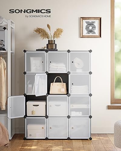 SONGMICS 12 Cube Storage Organizer with doors，Plastic stackable cube shelf - Image 2