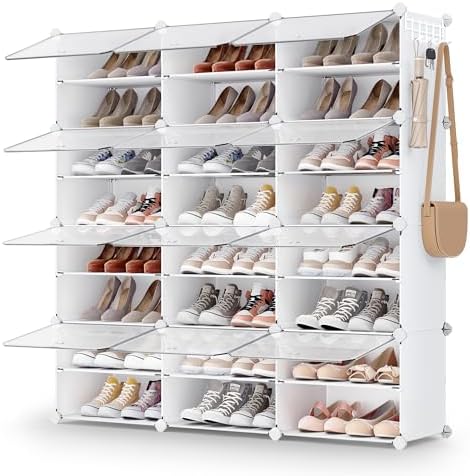 SONGMICS Shoe Rack, 12-Tier with Doors, 48-Pair Storage Cabinet by SONGMICSbySONGMICSHOME