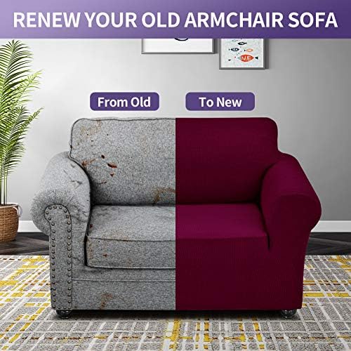 Joccun Stretch Chair Couch Cover,1-Piece Sofa Slipcover Spandex Jacquard Fabric Sofa Covers with Elastic Bottom,Washable Furniture Protector for Dogs,Cats,Kids(Armchair,Burgundy) - Image 6