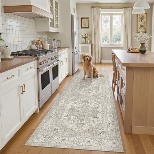 Madane Kitchen Runner 2'6''x8' Soft Rug Runners for Hallways, Beige/Brown by Madane