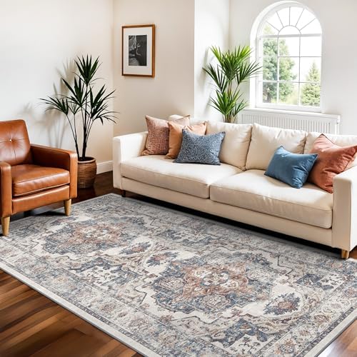 Washable 3x7 Hallway Runner Rug: Vintage 7ft Water-Resistant Soft Runner Rug for Entryway Kitchen Non-Slip Low Pile Carpet for Living Room Bedroom Thin Floor Mat for Bathroom Dining Room(3x7,Brick) - Image 2