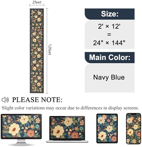 DUKINO 2x12 Washable Runner Rug, Non Slip Long Kitchen Rugs, Navy Blue - Image 2