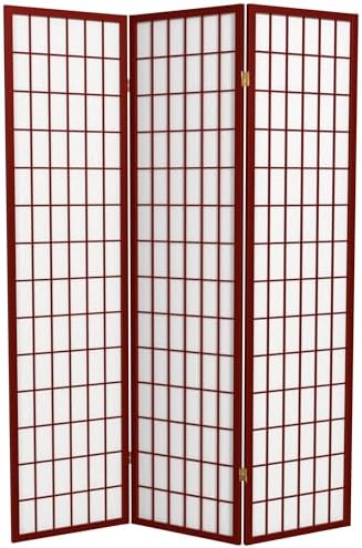 Red Lantern 6 ft. Tall Window Pane Shoji Screen - Rosewood - 3 Panels by RedLantern