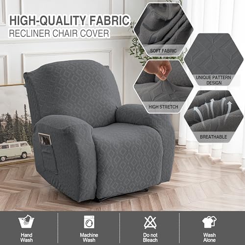 Genina Waterproof Recliner Chair Cover,1 Seat Couch Cover,Dark Gray - Image 2
