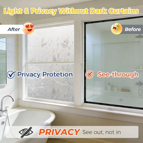 OHTMERU Window Privacy Film Decorative Non-Adhesive, Reusable, Anti-Glare - Image 3