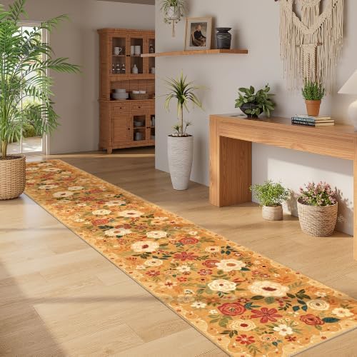 DUKINO 2x12 Washable Runner Rug, Non Slip Long Kitchen Runner Rug, Orange - Image 4