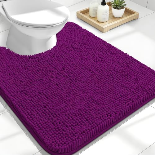 OLANLY Toilet Rugs U-Shaped 24x20, Soft Absorbent Chenille Contour Rugs by OLANLY