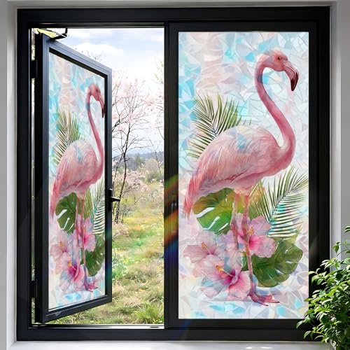 Cmialusie Flamingo Tropical Window Film 39.3 x 17.3 Inch Cling - Image 2
