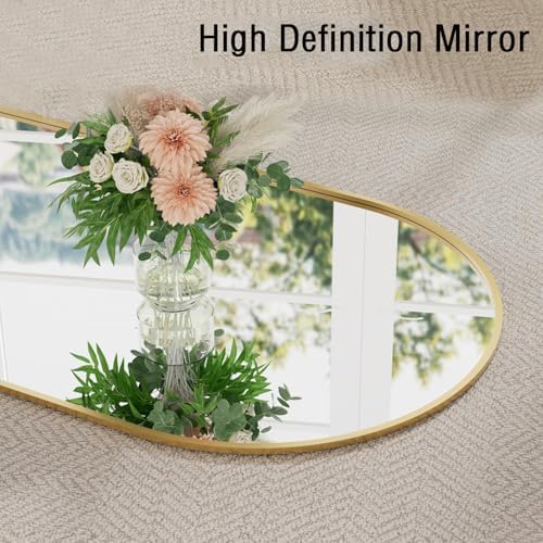 78''x38'' Oversized Full Length Mirrors, Arched Floor Mirror with Stand, Full Body Large Standing Mirror/Leaning/Hanging Wall Mounted for Living Room, Bedroom, Gold - Image 7