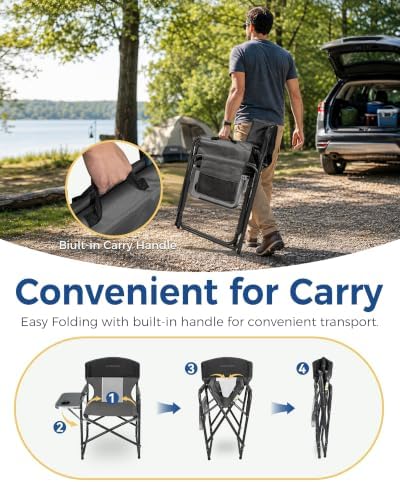 Oversized Director Camping Chair 2-Pack with Side Table, Black - Image 6