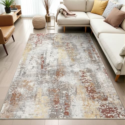 Toneed 4x6 Washable Area Rugs for Bedroom Living Room, Taupe Grey Brown - Image 5