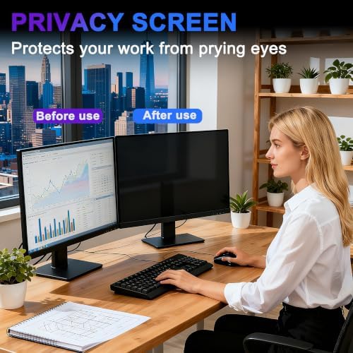 [2 Pack] 22 Inch Privacy Screen for 16:10 Monitor, Computer Privacy Filter, Anti Glare Blue Light Filter, Privacy Screen Protector, Removable Privacy Screen for Office, Home, and Shared Spaces - Image 2