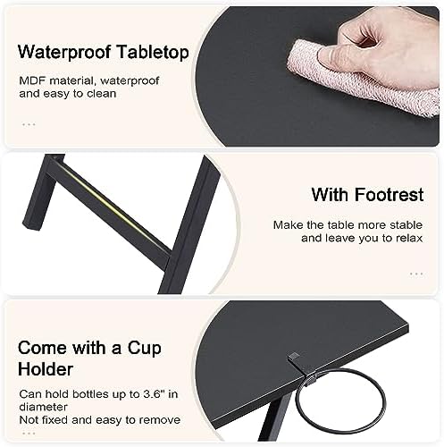 VECELO Folding TV Tray for Eating Set of 2, Portable Dinner/Snack Table with Cup Holder for Couch, Living Room and Small Space, Matte & Black - Image 6
