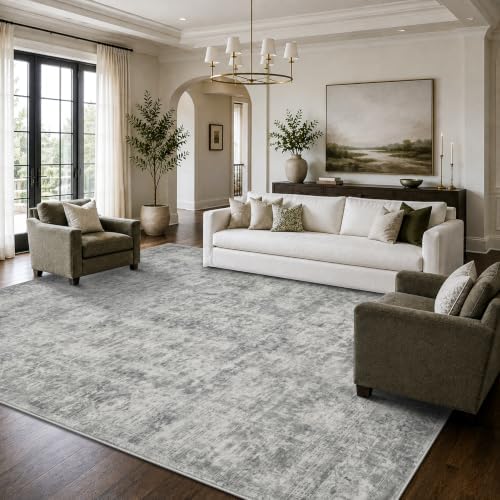 Rugxara Grey 8x10 Area Rugs for Living Room Bedroom Large Washable Rug by Rugxara