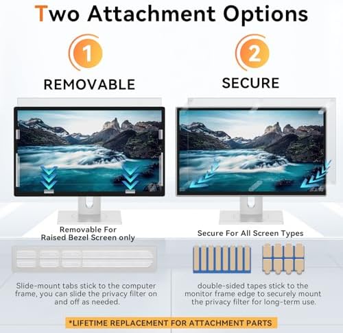 32 Inch Computer Privacy Screen Filter for 16:9 Aspect Ratio Widescreen Monitor - Anti Glare Blue Light Filter, Removable Computer Monitor Privacy Shield, Anti-Scratch Screen Protector Film 32 in - Image 5