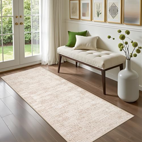 Hallway Runner Rug: 2.6x8 Kitchen Rugs for Living Room Beige Brown - Image 3