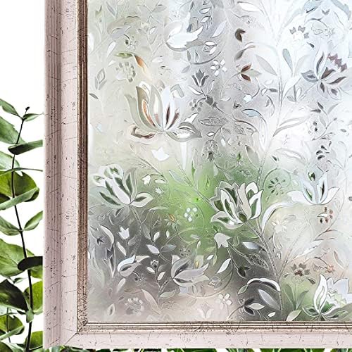 Window Privacy Film for Glass, Tulip Removable Static Film, 35.4x118.1 Inch by Hoonng