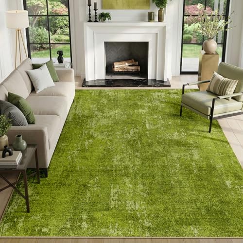 RELEANY Washable 8'x10' Abstract Area Rug for Living Room Grass Green by RELEANY