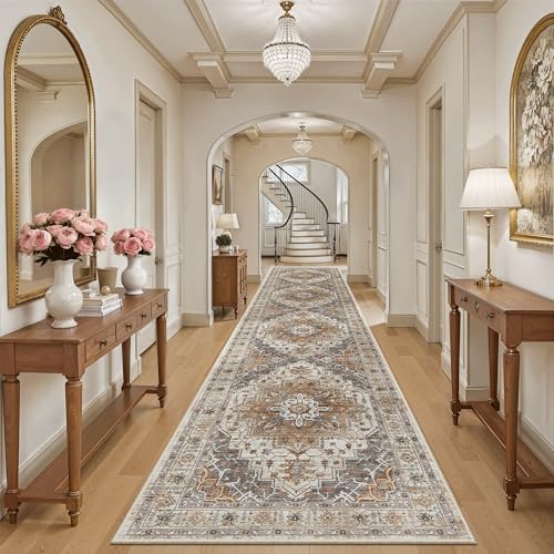 Madane Hallway Runner Rug 3x14 Washable Kitchen Runners Long, Turmeric/Grey by Madane